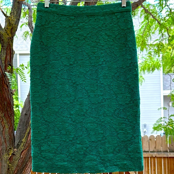 Anthropologie Maeve Floral Lace Midi Skirt size Small Green Turquoise Teal - Picture 4 of 16